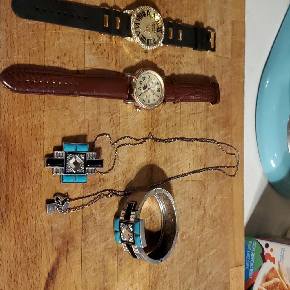Watches and a necklace and a  bracelet